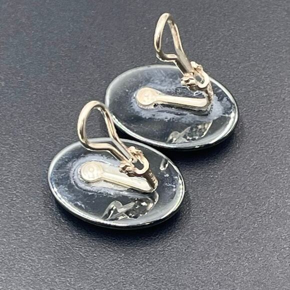 Margo Morrison Shiny Black Smooth Cabochon Hematite Sterling Silver Clip Earring - Picture 4 of 8